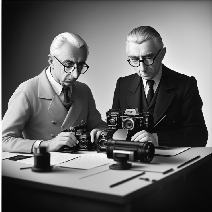 two roland barthes working on a photo lab