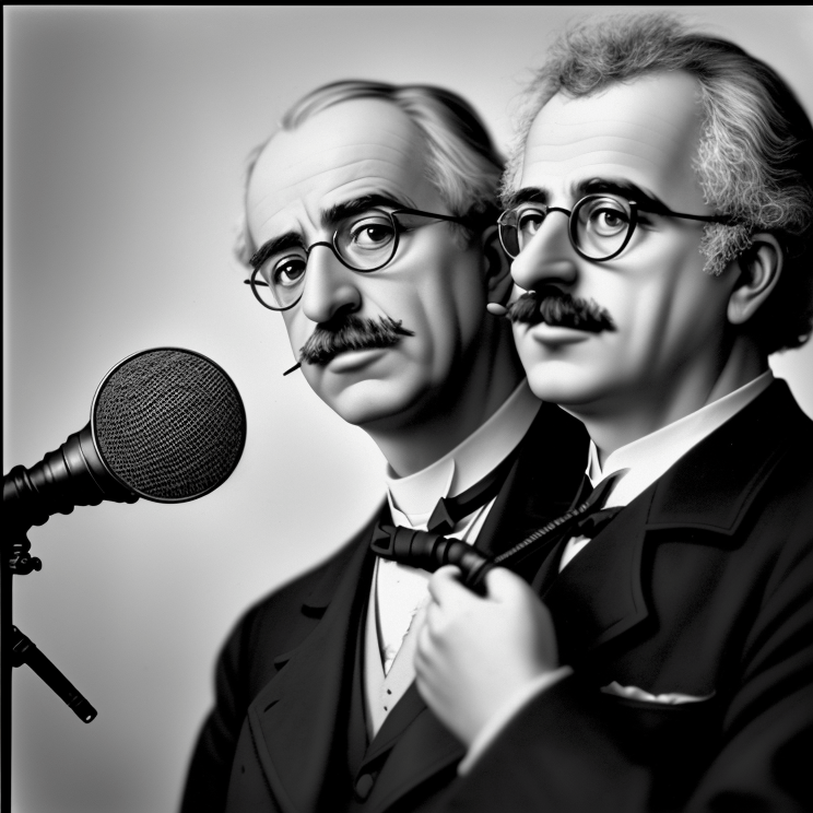 walter benjamin interviewing paul valery with a microphone